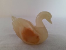 Small Onyx Swan Figurine Stone Bird Sculpture Ornament