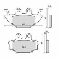 REAR BRAKE PADS YAMAHA YZF-R 125 2008 2009 2010 2011 RMS 225103070
