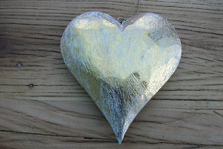 Large wooden golden heart - large,