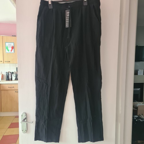 Mens black linen trousers - mens,