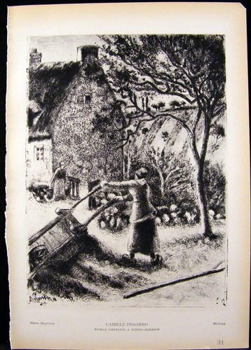 Pissarro woman wheel barrow - wheel,