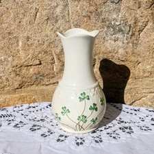 Belleek Style Irish Shamrock Vase  6ins high 