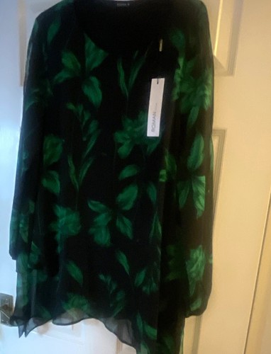 Roman black green floral - roman, &