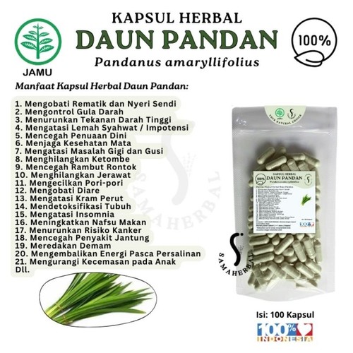 Pandan leaf herbal capsules - leaf,