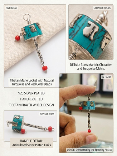 Tibetan prayer wheel pendant - prayer,
