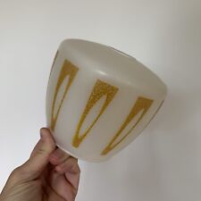 Vtg Lampshade 1950's 60s Glass Pendant Ceiling Shade Gold White Check Texture