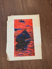Vintage Sharon Niles Unsigned Woodcut Print of Man on Row Boat