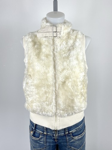 Y2k vintage cream faux - fur, zip