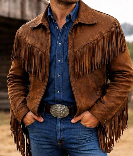 Men vintage fringe - fringe, leather