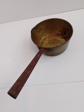Antique Brass And Iron Saucepan With Copper Rivets 11.1/2 InLong 5.1/2 Inch Wide