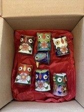 7 Cloisonne Owl Thimbles