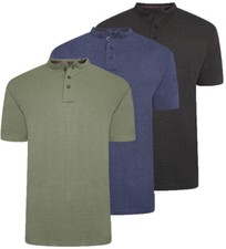 Mens KAM BIG T Shirt Short Sleeve Casual Cotton Grandad Collar Summer 2-8XL