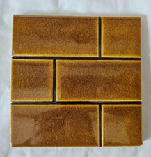 GORGEOUS OCHRE BRICK STYLE DESIGN 6 INCH ANTIQUE TILE (H) CORN BROTHERS