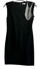 MAJE Chain Embellished Black Sheath Dress UK10 Party Cocktail Designer RRP £380