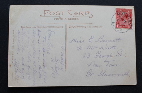 Madeley salop 1922 postmark - 1922,