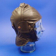Leather motoring flying helmet