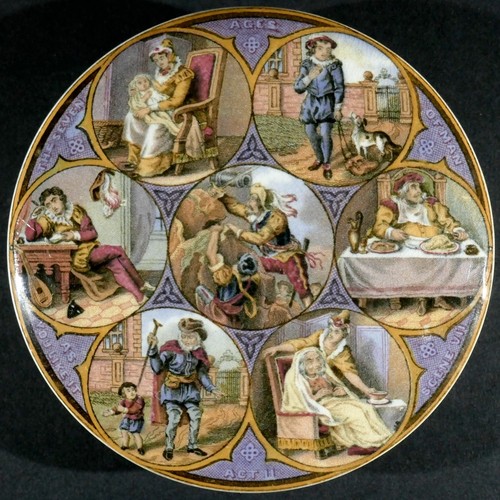 Antique prattware pot lid - prattware,