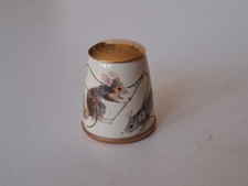 OLD BILSTON & BATTERSEA STAFFORDSHIRE ENAMELS, MICE, NEEDLE & THREAD THIMBLE VGC