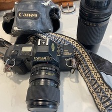 Canon A-1 SLR Black Film Camera  T-70 black with 3 lens Miranda, macro