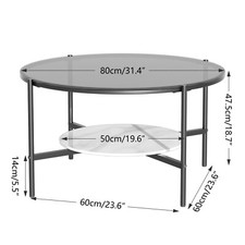 Round Coffee Table 2-Tier 80cm