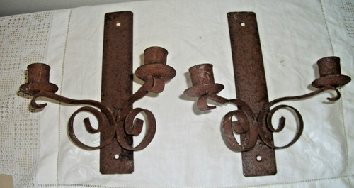 Pair rustic aged metal wall - pair,