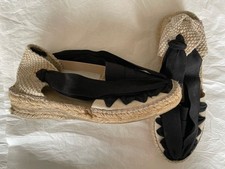 Genuine Spanish espadrilles sandals, handmade, black, cotton. Women’s size EU 36