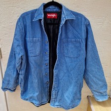 Wrangler Men's Lined Denim Shirt Jacket Medium Blue Vintage Outerwear