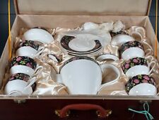 Beautiful Bloomy 15 Piece Bone China Teaset with Storage Case