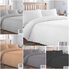 SEERSUCKER STRIPE COTTON RICH DUVET COVER & PILLOWCASE/S BEDDING BED LINEN SET