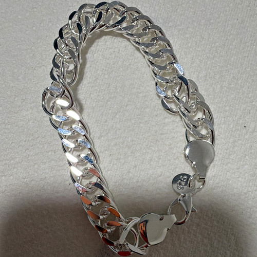 Silver curb link chain - curb,
