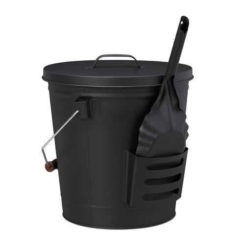 Ash bucket with lid - and, shovel