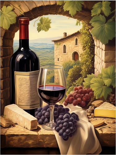 Tile mural wine themed - tile, tuscany