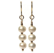 9ct gold pearl earrings - gold, with