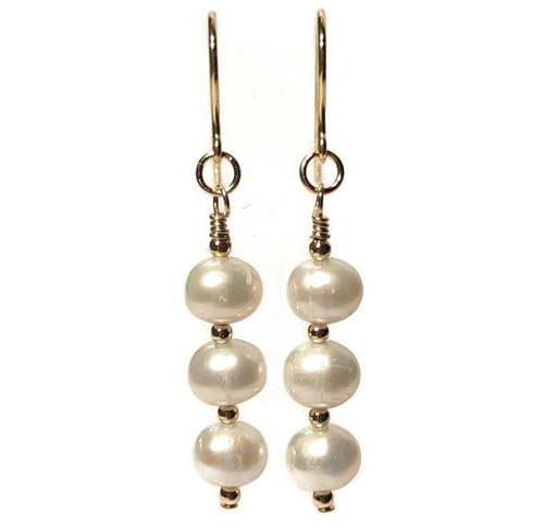 9ct gold pearl earrings with - gold,