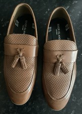 Men’s Size 6 River Island Tan Coloured Leather Moccasin Loafers with Tassels