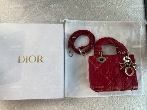 Lady dior mini - red, lambskin