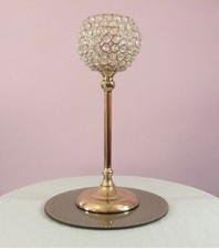 6x Crystal Gold Round Candle Holder Votives Wedding Table Decor 43cm Wholesale