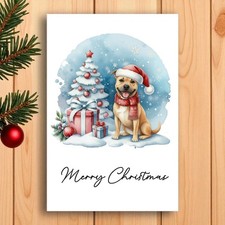 Staffordshire Bull Terrier Christmas Card from the dog. Dog Lovers Card. Staffy