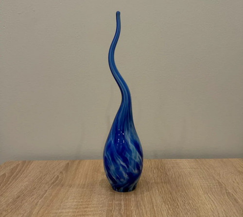 Glass sculpture 30cm blue