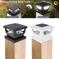 2-10x Outdoor Solar Powered LED Deck Post Light Garden Cap Square Fence Lamps UK