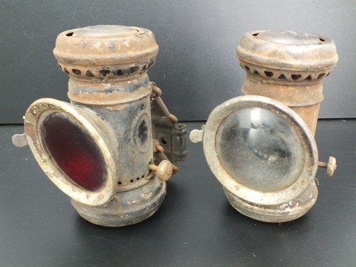 Pair vintage bicycle - oil, lamps