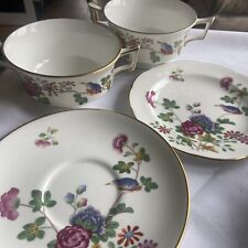 Wedgwood "Cuckoo" Pattern, 2 Soup  Cups  and Saucer & One Side Plate, Bone China