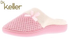 LADIES PINK FLEECE LINED SLIP ON SLIPPERS MEMORY FOAM COMFORT MULES WOMENS SIZE