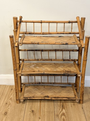 Vintage burnt bamboo folding - bamboo, 3