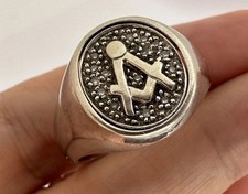 9ct White Gold Masonic Swivel Ring