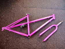 GT Outpost Tange MTB Steel Frame & Fork - 16" Frame Pink - Retro Vintage