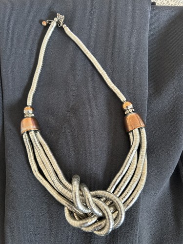 Necklace silver tone knot - necklace,