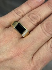 Men's  Yellow Gold Black Onyx