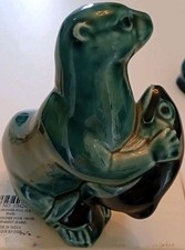 Poole Pottery Otter Figurine with Black Fish Blue Back Stamp C1960 8CM High Rare