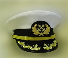 Skipper's Yachting Hat White Cap With Embroidery on peak+badge Sale!!! US$65/ea